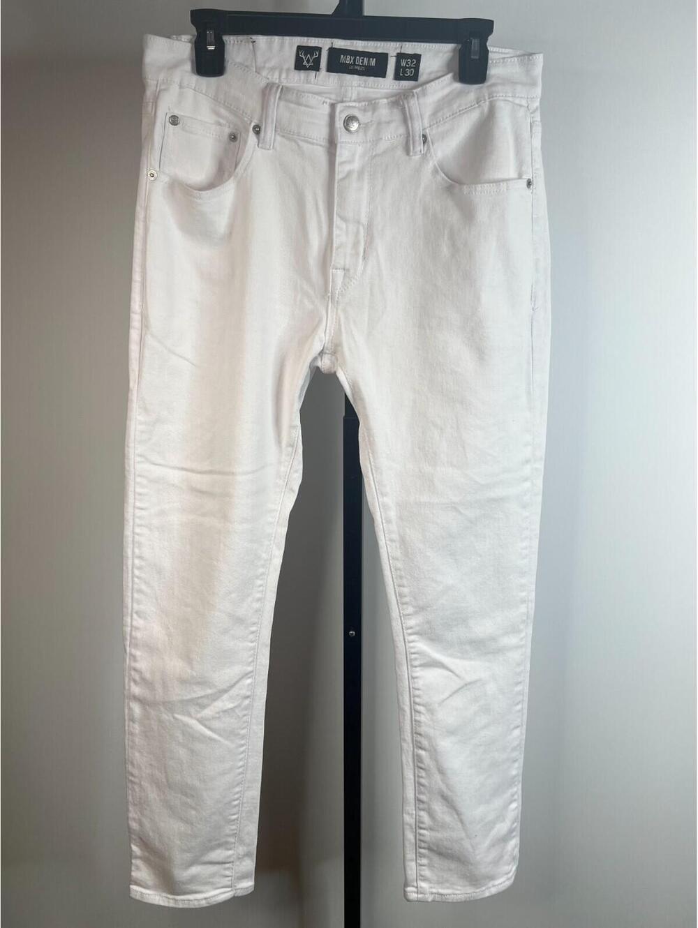 MBX Denim Los Angeles Men's Slim Straight Jeans Size 32/30 Bright White EUC